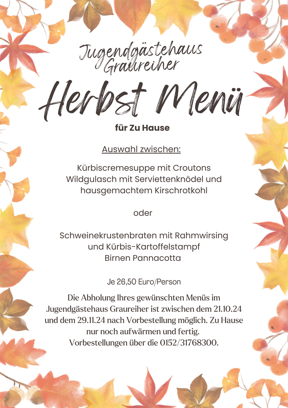 Herbstmenü für zu Hause